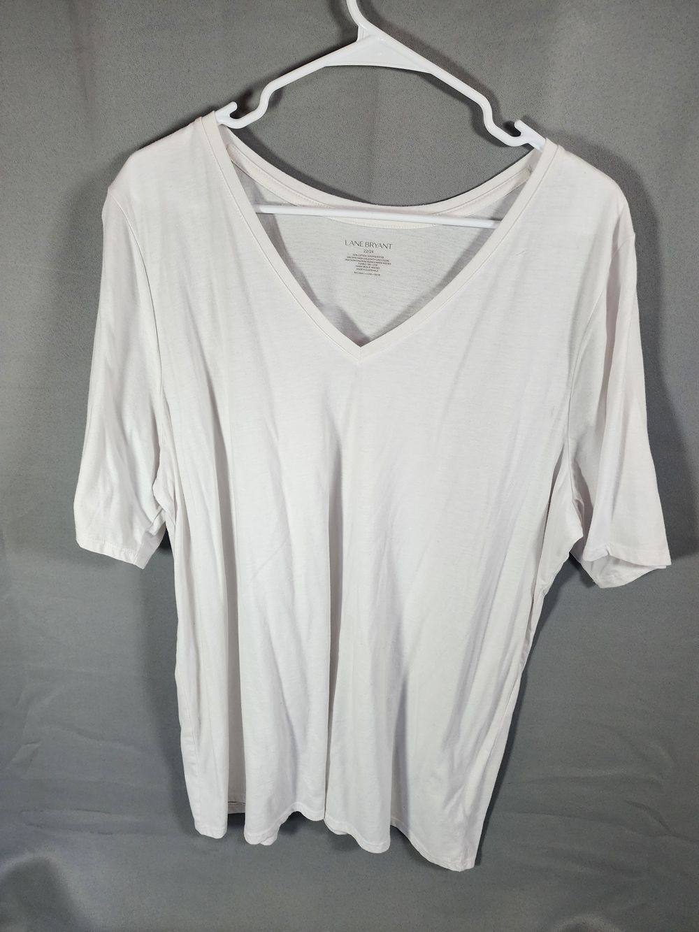 Lane Bryant Soft White V-Neck Short Sleeve Top